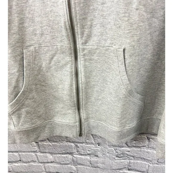 J. Jill Fit Grey Heather Full Zip  Hoodie Sweatshirt Size 2X  3/4 Sleeve - Picture 3 of 6